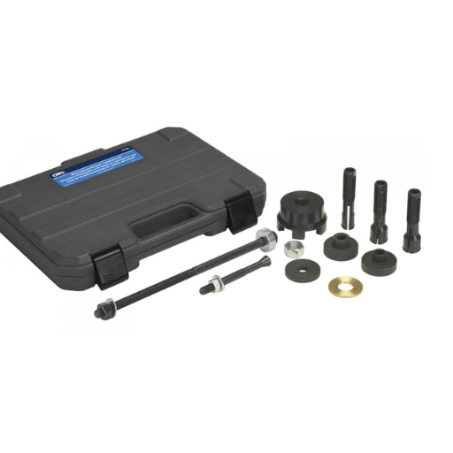 How do I use a wheel bearing press tool for front wheel bearing removal